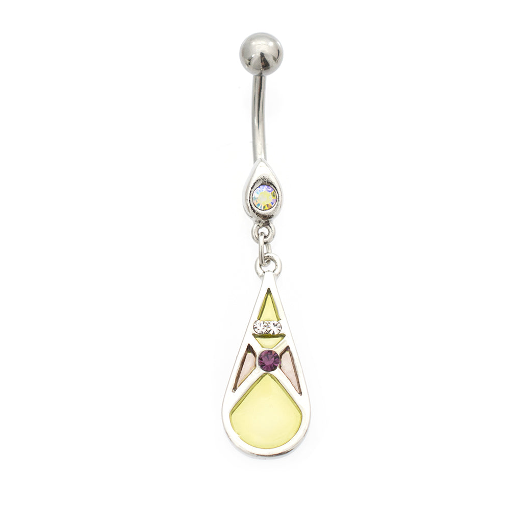 Surgical Steel 14 Gauge Luxe Modz Pastel Teardrop CZ Belly Ring - photo 5