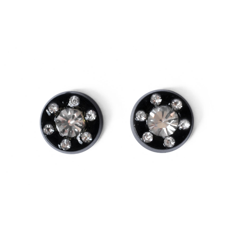 PVD Black Surgical Steel CZ Magnetic Fake Nose Stud Earrings