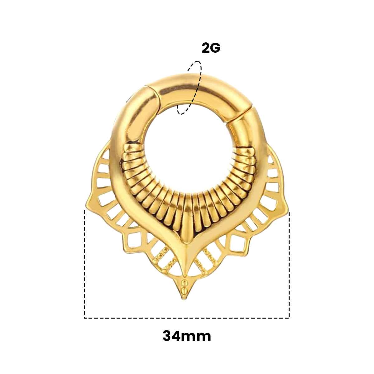 Surgical Steel Ear Weights 2G & 0G Gold Mandala Teardrop - Pair - photo 3