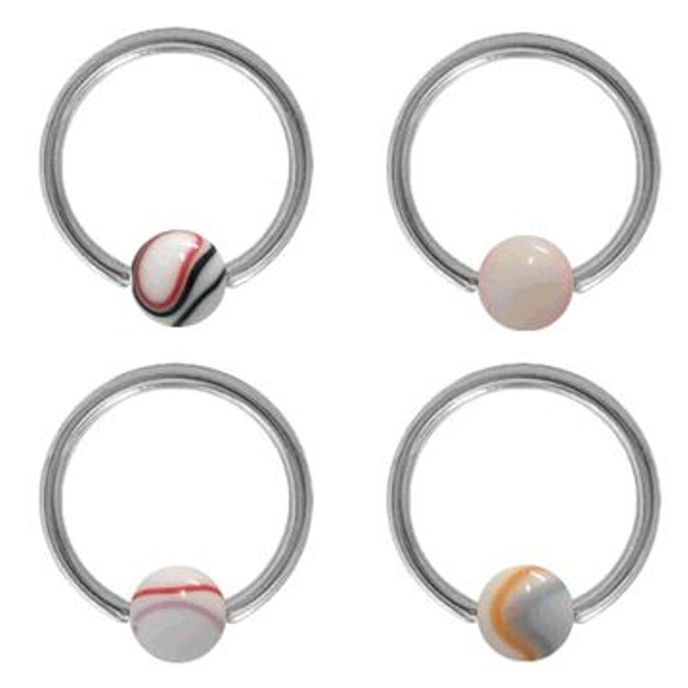 Surgical Steel 14 Gauge Captive Bead Ring with Marble Ball