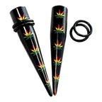 Acrylic 6 to 00 Gauge Rasta Pot Leaf Ear Tapers - 10 Pack