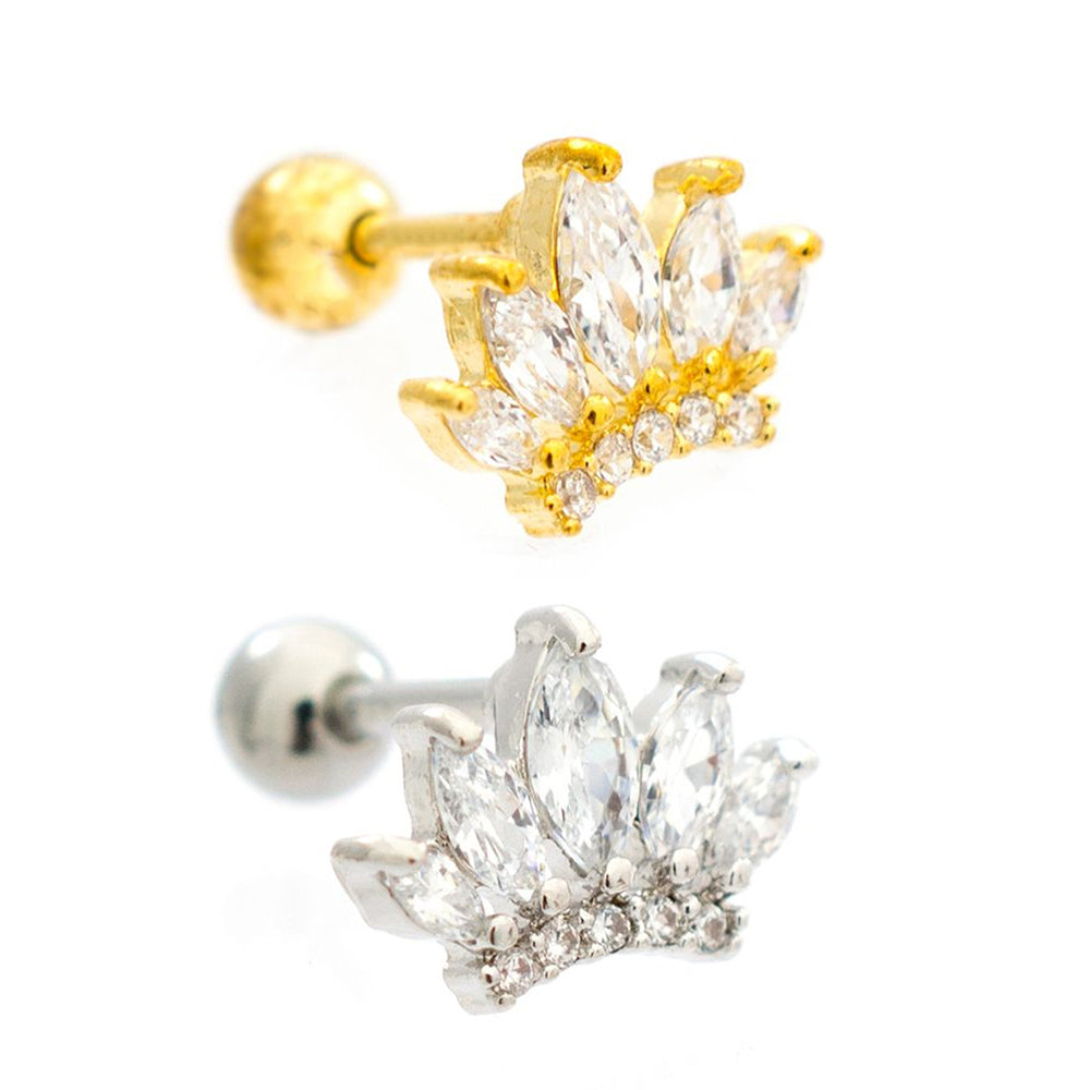 Surgical Steel 16 Gauge Cartilage Barbell with Marquise CZ Crown