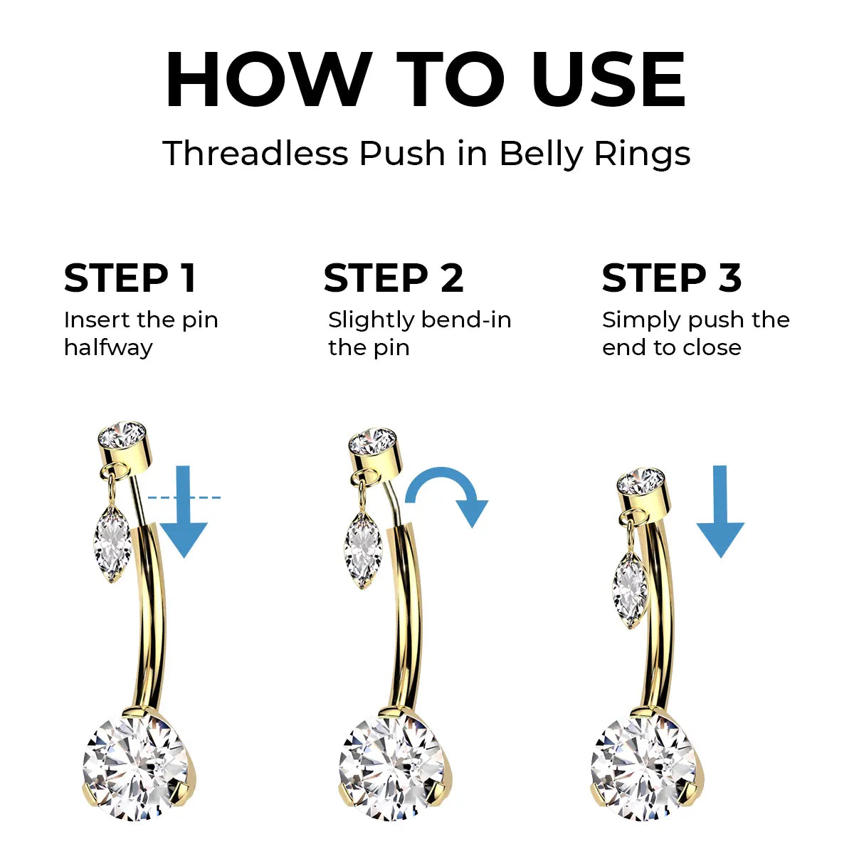 Titanium Threadless Belly Ring 14 Gauge 10mm with Dangle CZ - photo 3