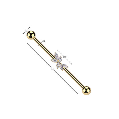 Surgical Steel Marquise CZ Vine Industrial Barbell 14G - 2 Colors - photo 2