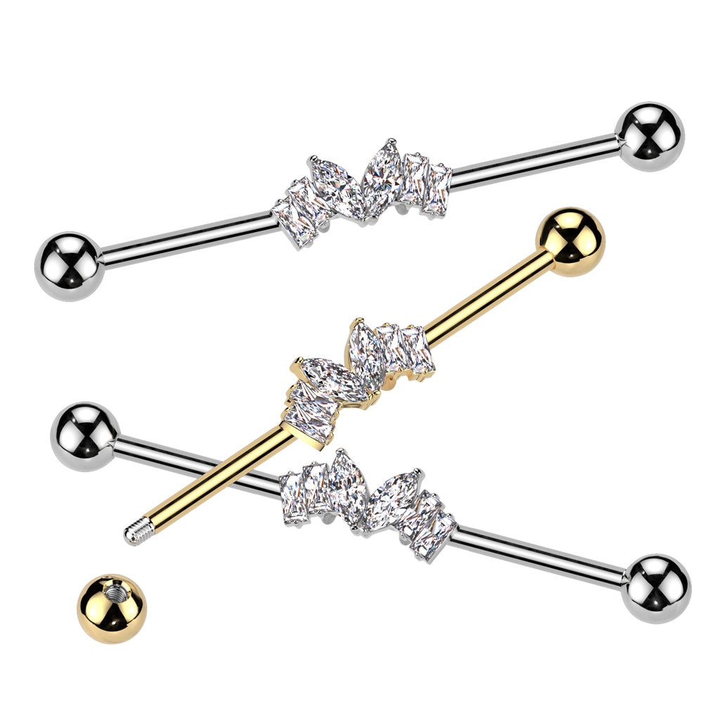 Surgical Steel CZ Heart Industrial Barbell 14G 38mm - 2 Colors - photo 3