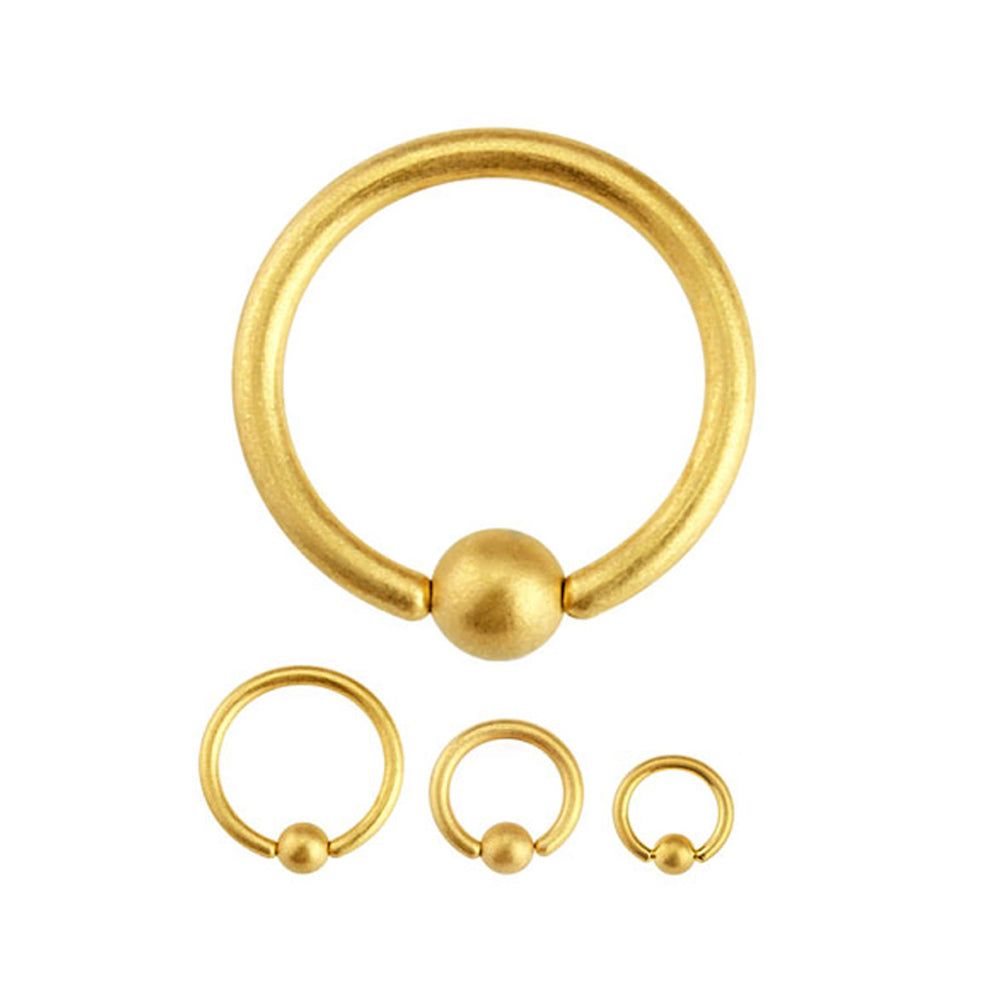 Surgical Steel 14 Gauge Captive Bead Ring Matte Ion Plated Gold
