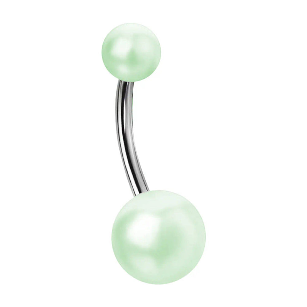 Surgical Steel 14 Gauge Belly Ring with Pearl - photo 10