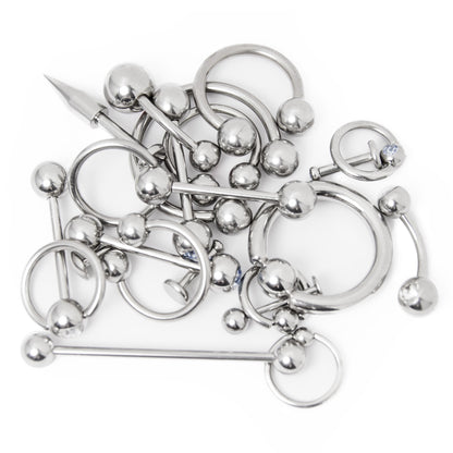 Surgical Steel Random Body Jewelry Pack Mixed Gauge & Length - 20 Pack