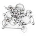 Surgical Steel Mixed Body Jewelry Assorted Gauges & Lengths - 20 Pack