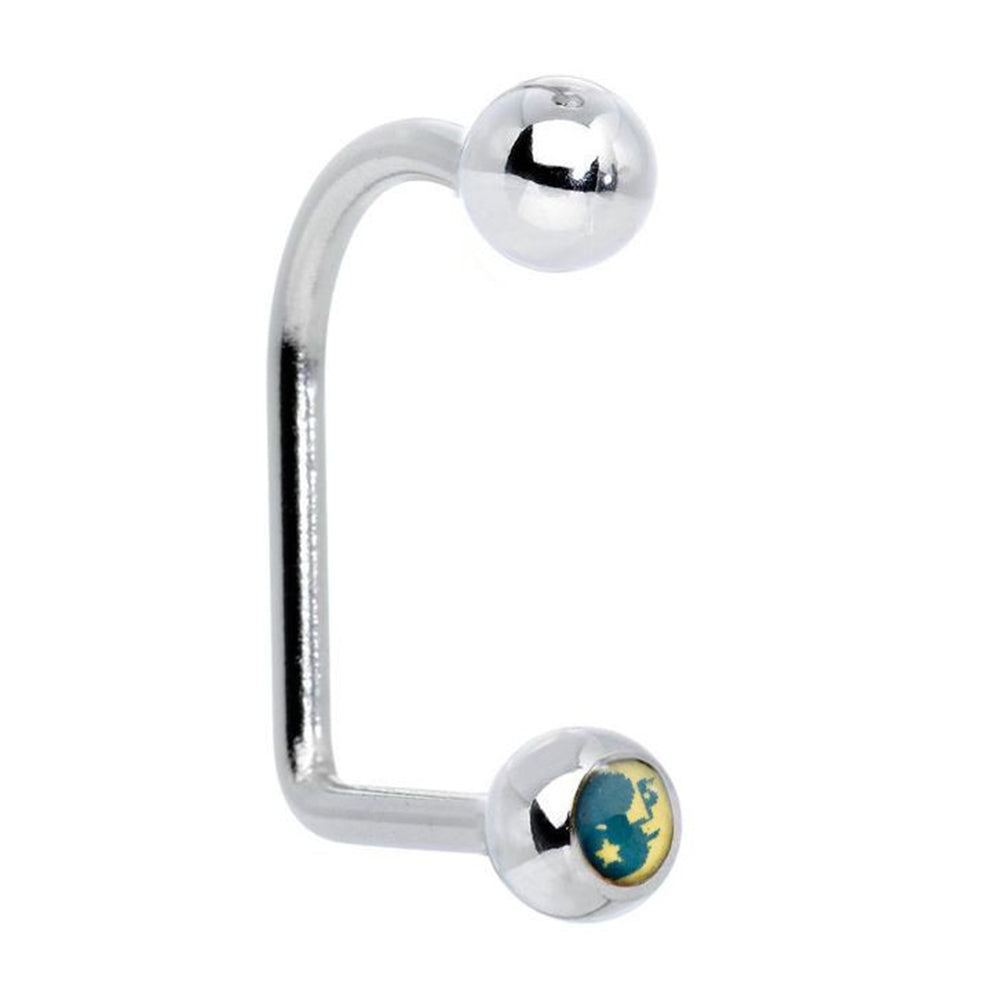 Surgical Steel 14 Gauge Lippy Loop Labret with Moon Stars Logo