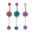 Surgical Steel 14 Gauge Belly Ring with Spikey Dangle Ball
