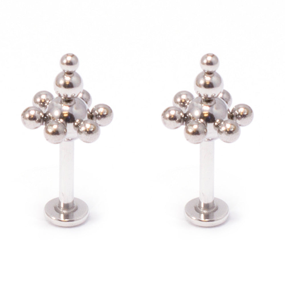 Surgical Steel 14 Gauge Labret Stud with Multiple Balls - Pair