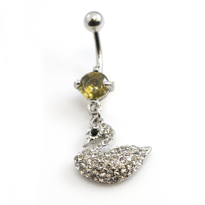 Surgical Steel 14 Gauge Belly Button Ring with CZ Swan - photo 2