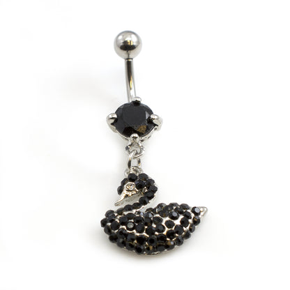 Surgical Steel 14 Gauge Belly Button Ring with CZ Swan - photo 3