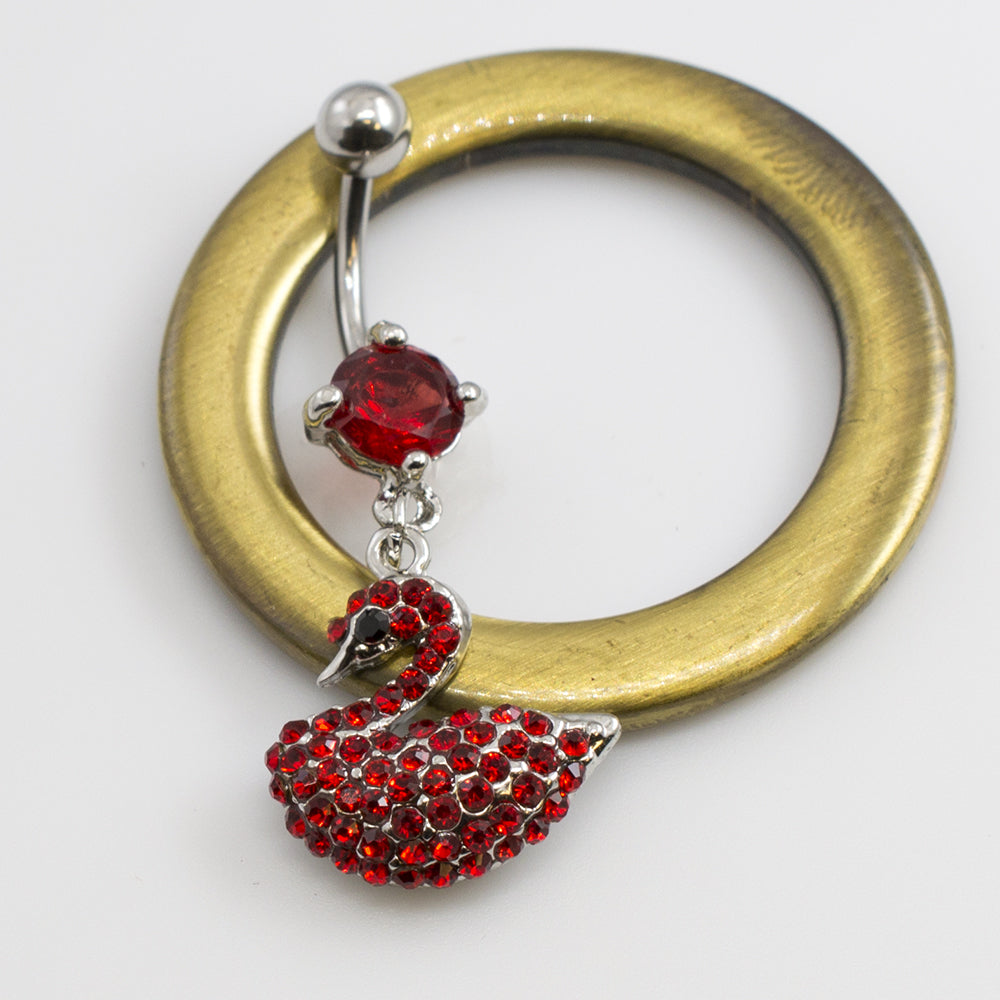 Surgical Steel 14 Gauge Belly Button Ring with CZ Swan - photo 4