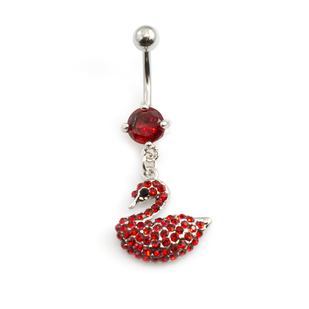 Surgical Steel 14 Gauge Belly Button Ring with CZ Swan - photo 5