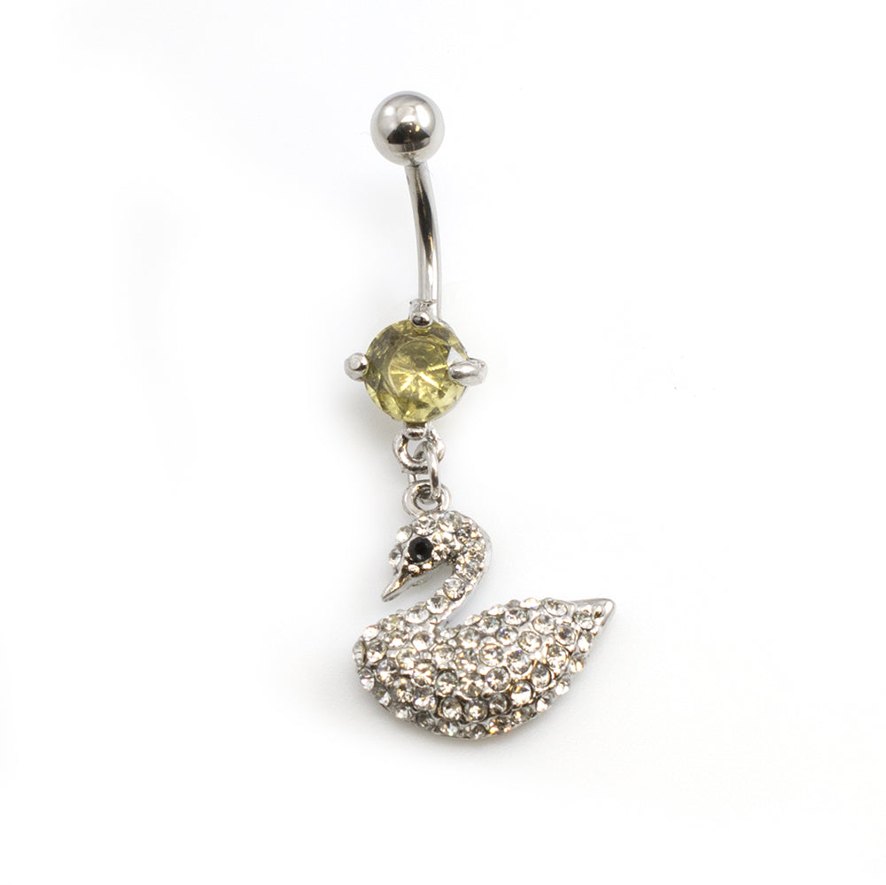 Surgical Steel 14 Gauge Belly Button Ring with CZ Swan - photo 7