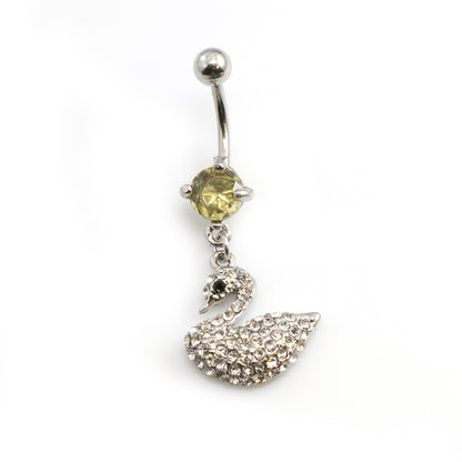 Surgical Steel 14 Gauge Belly Button Ring with CZ Swan - photo 7
