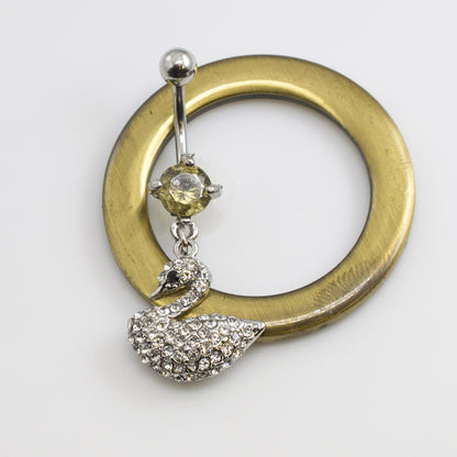Surgical Steel 14 Gauge Belly Button Ring with CZ Swan - photo 8