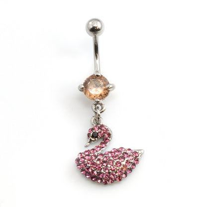 Surgical Steel 14 Gauge Belly Button Ring with CZ Swan - photo 9