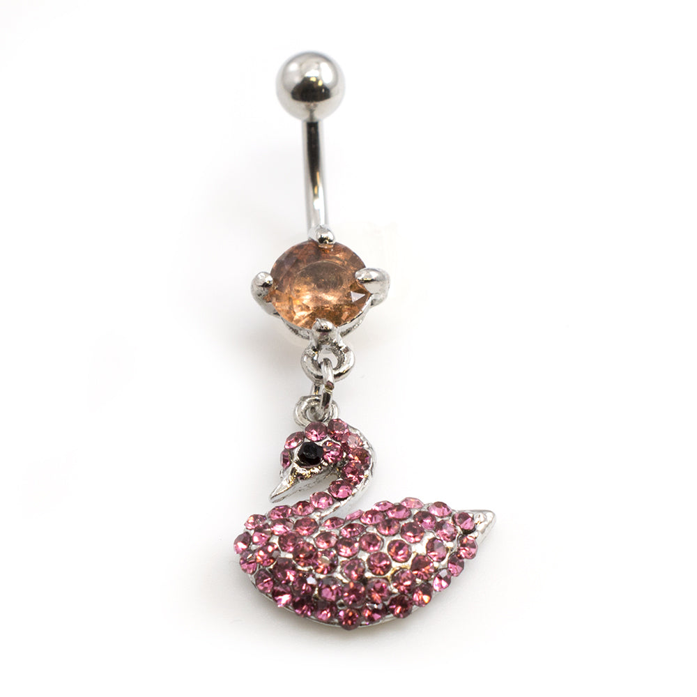 Surgical Steel 14 Gauge Belly Button Ring with CZ Swan - photo 10