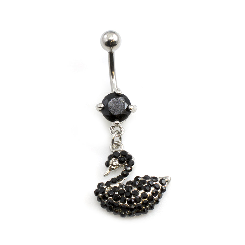 Surgical Steel 14 Gauge Belly Button Ring with CZ Swan - photo 12