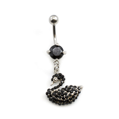 Surgical Steel 14 Gauge Belly Button Ring with CZ Swan - photo 12