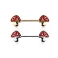 Surgical Steel 14 Gauge CZ Mushroom Nipple Barbell - Pair