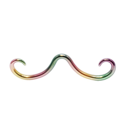 PVD Rainbow Surgical Steel 16 Gauge Mustache Septum Ring