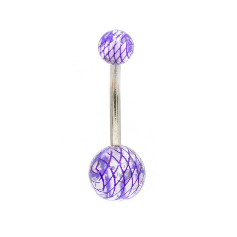 Surgical Steel 14 Gauge Belly Rings with Acrylic Swirl Balls - 6 Pack - photo 2