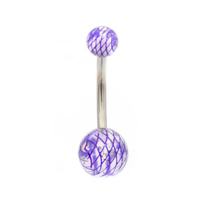 Surgical Steel 14 Gauge Belly Rings with Acrylic Swirl Balls - 6 Pack - photo 2