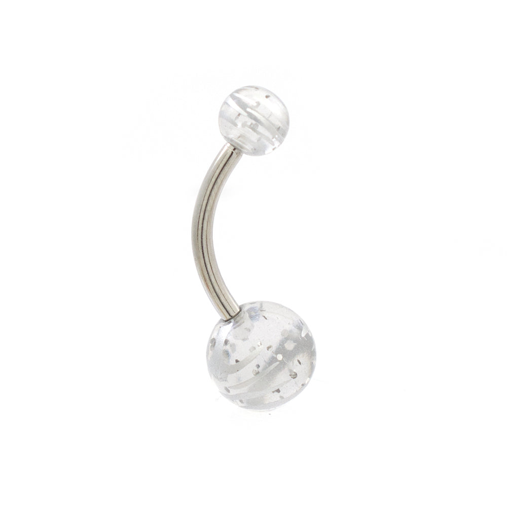 Surgical Steel 14 Gauge Belly Rings with Acrylic Stripe Balls - 6 Pack - photo 6