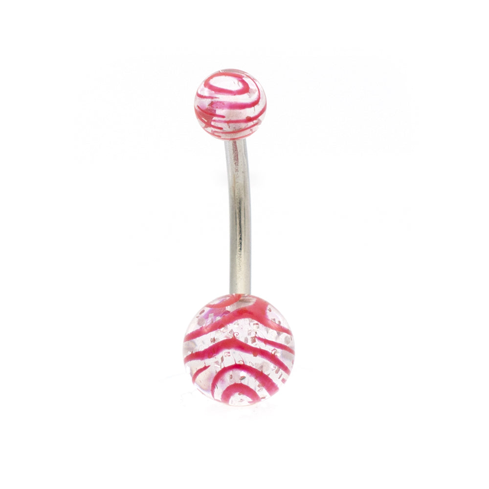 Surgical Steel 14 Gauge Belly Rings with Acrylic Stripe Balls - 6 Pack - photo 7