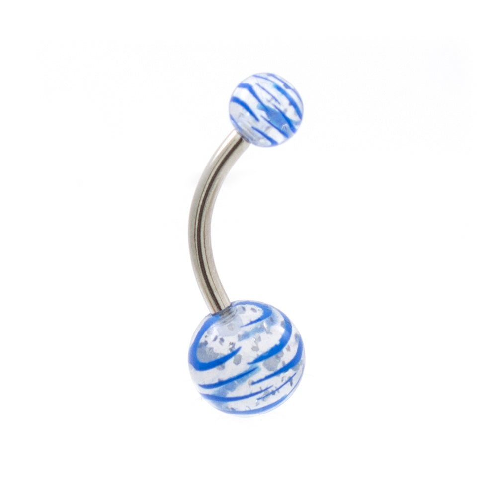 Surgical Steel 14 Gauge Belly Rings with Acrylic Stripe Balls - 6 Pack - photo 8