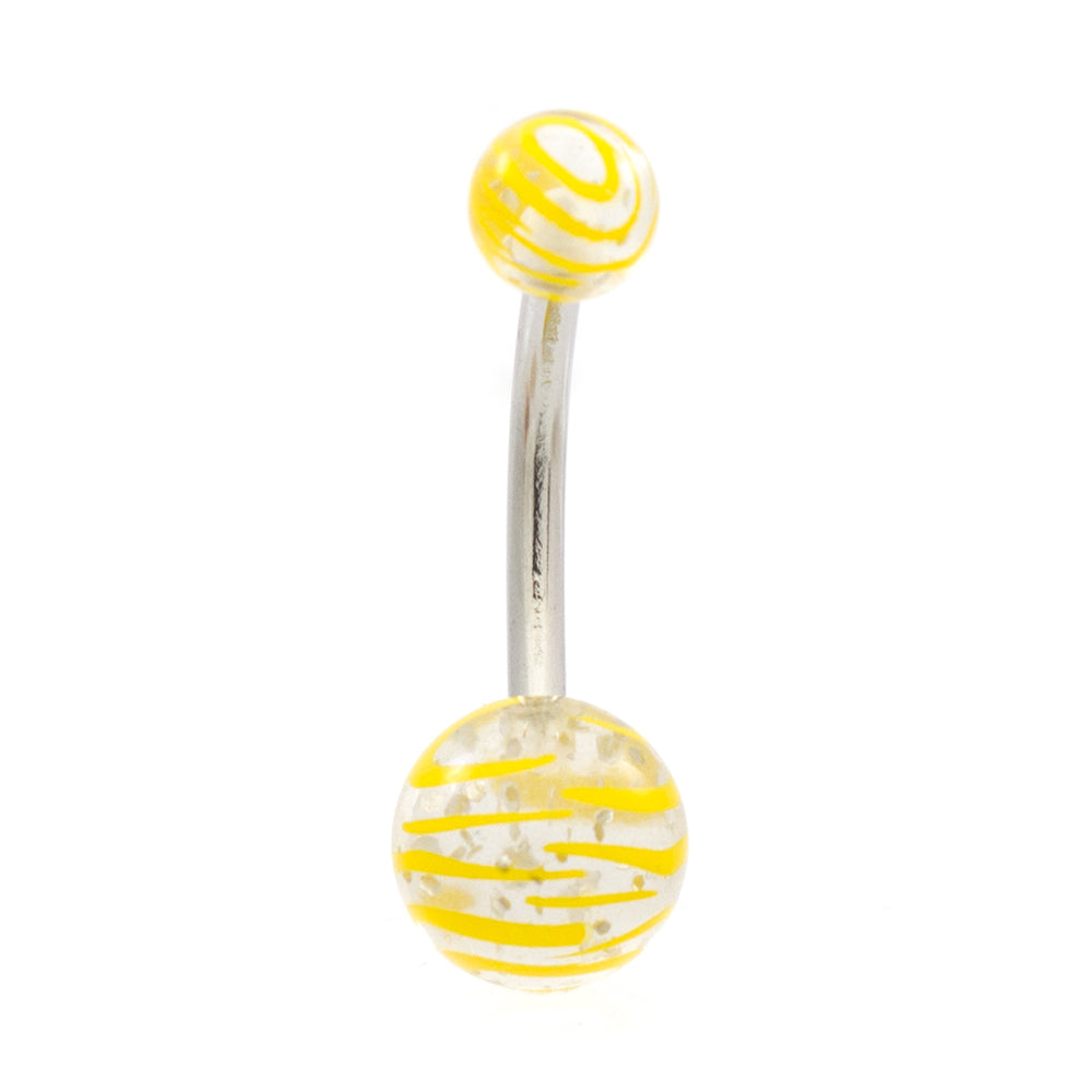 Surgical Steel 14 Gauge Belly Rings with Acrylic Stripe Balls - 6 Pack - photo 9