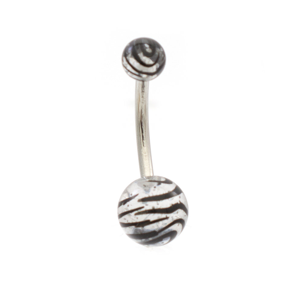 Surgical Steel 14 Gauge Belly Rings with Acrylic Stripe Balls - 6 Pack - photo 10