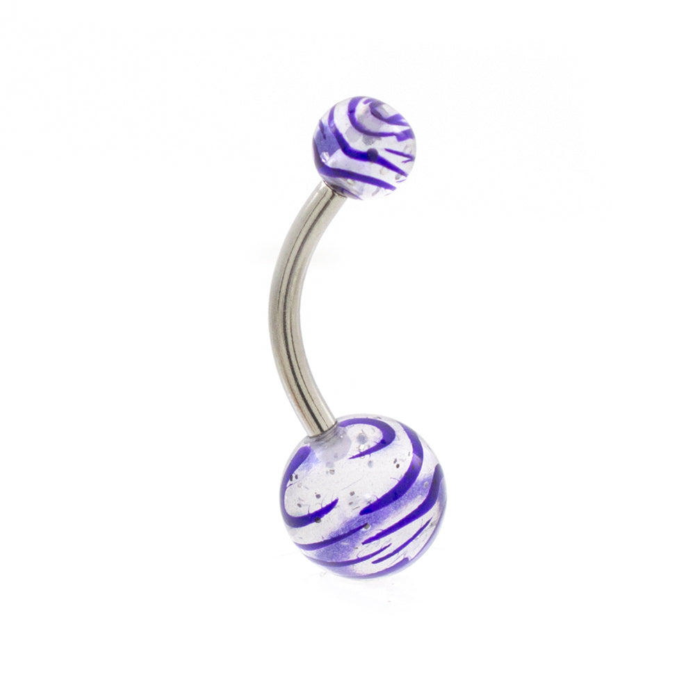 Surgical Steel 14 Gauge Belly Rings with Acrylic Stripe Balls - 6 Pack - photo 11