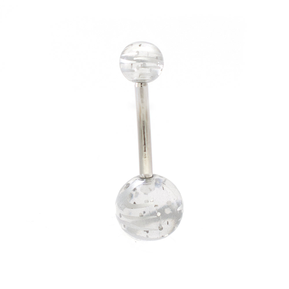 Surgical Steel 14 Gauge Belly Rings with Acrylic Stripe Balls - 6 Pack - photo 12