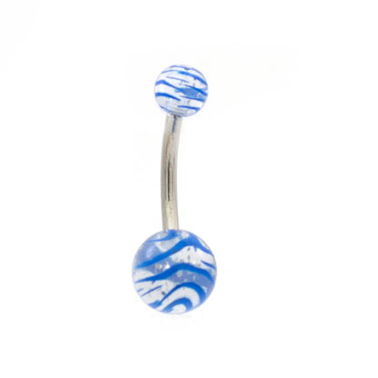 Surgical Steel 14 Gauge Belly Rings with Acrylic Stripe Balls - 6 Pack - photo 13