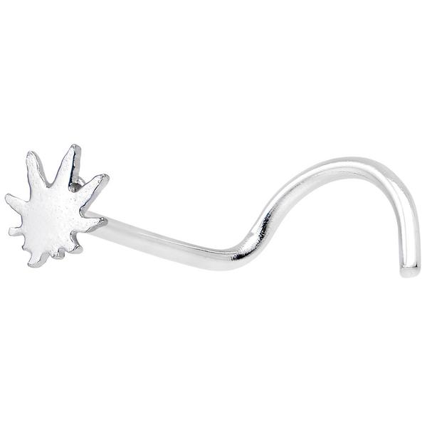 Surgical Steel 20 Gauge Nose Screw with Pot Leaf Design - photo 2