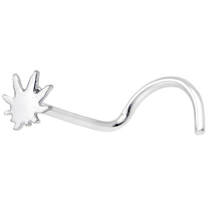 Surgical Steel 20 Gauge Nose Screw with Pot Leaf Design - photo 2