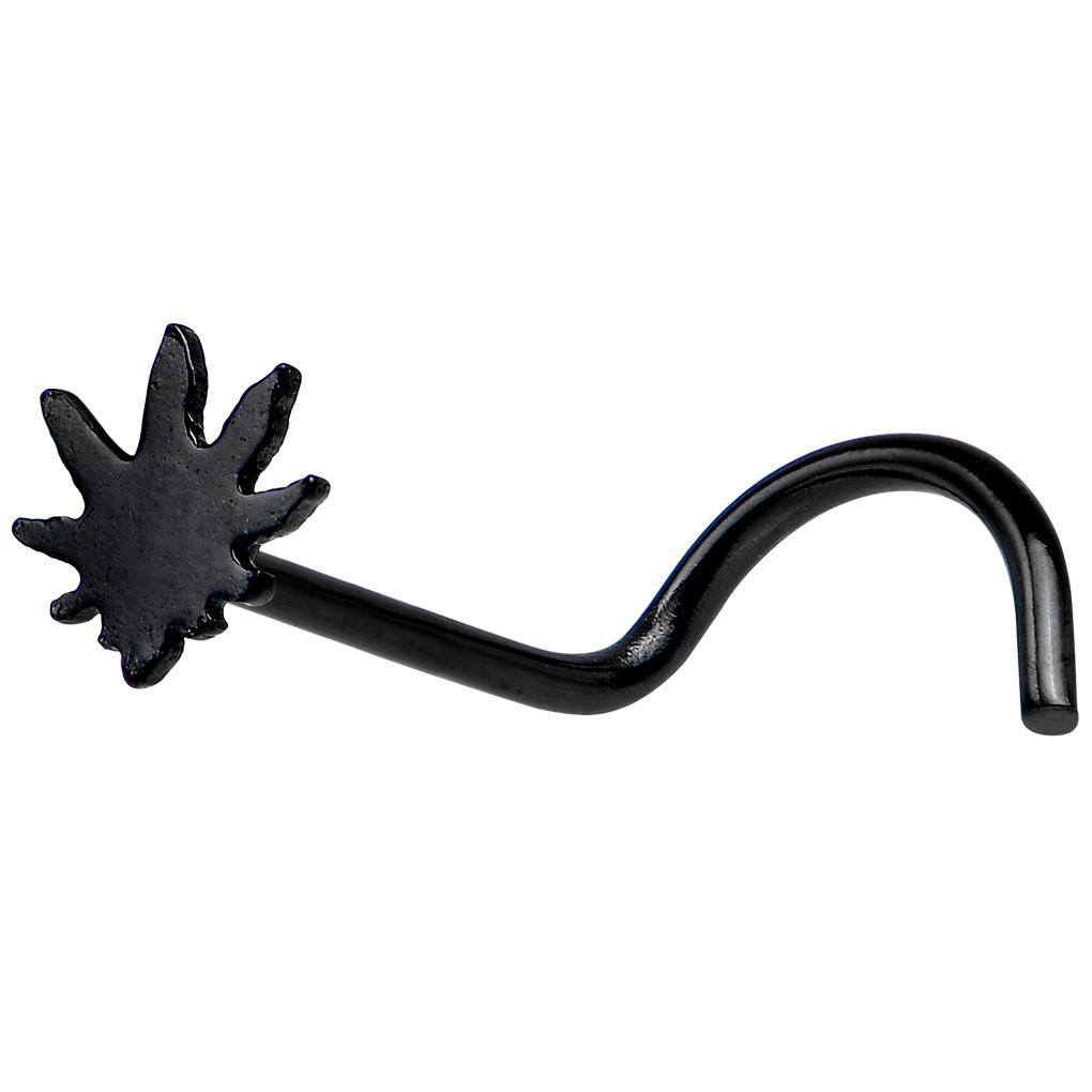 Surgical Steel 20 Gauge Nose Screw with Pot Leaf Design - photo 3