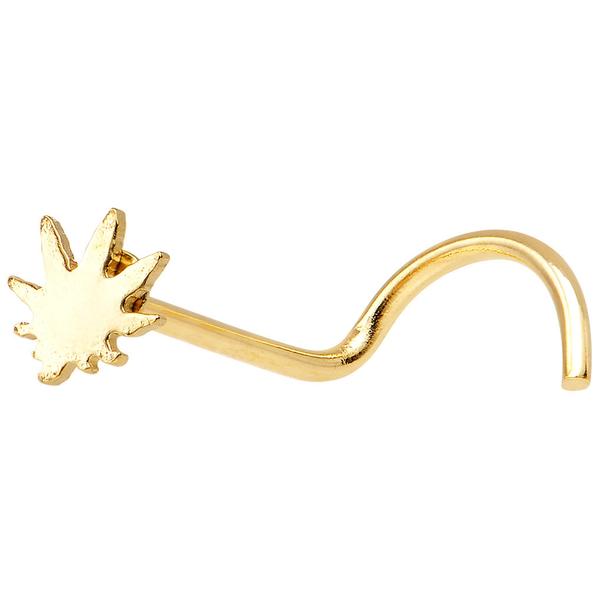 Surgical Steel 20 Gauge Nose Screw with Pot Leaf Design - photo 4