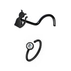 Anodized Surgical Steel 20G Cat Nose Screw & CZ Hoop - 2 Pack