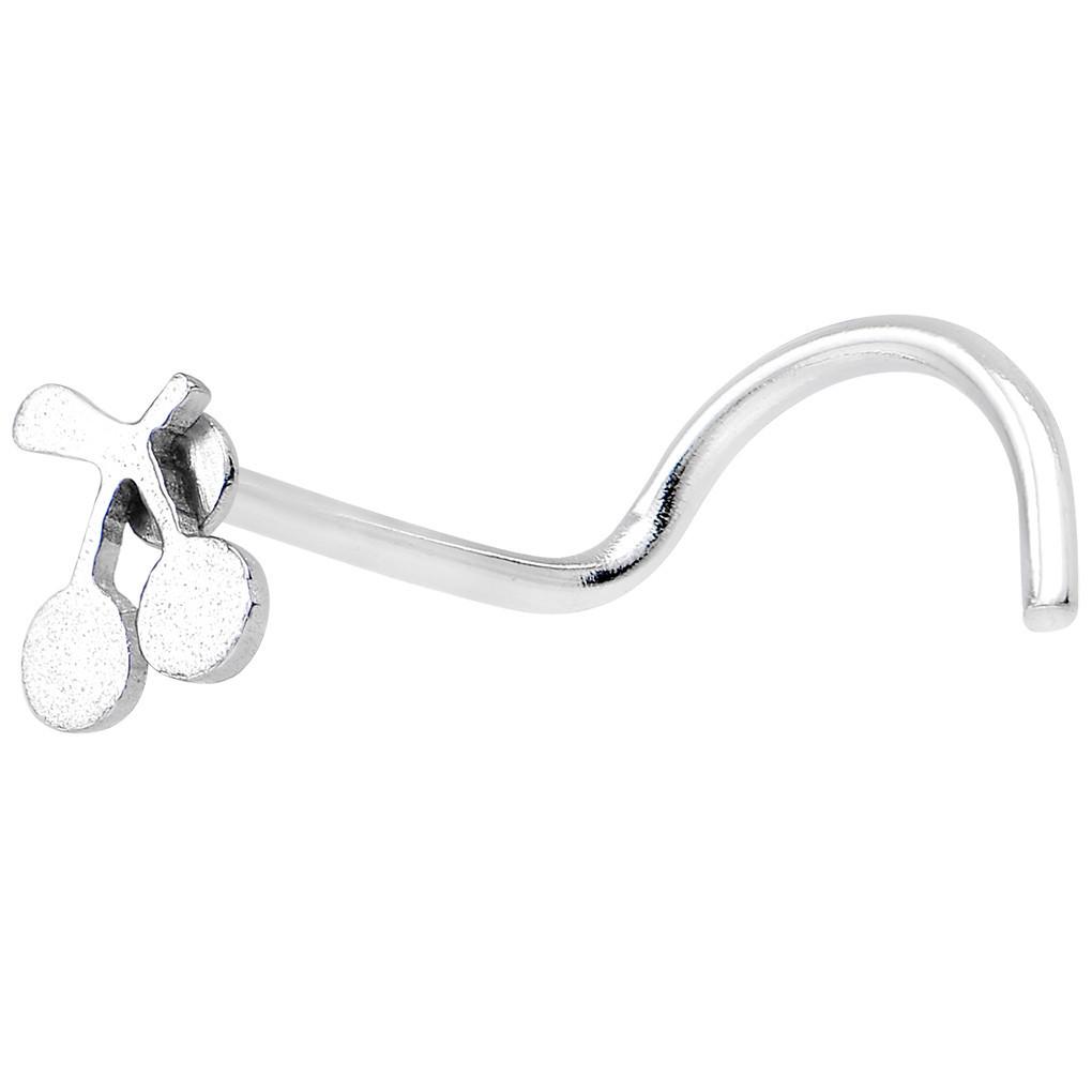Surgical Steel 20 Gauge Nose Screw with Cherry Design - photo 2
