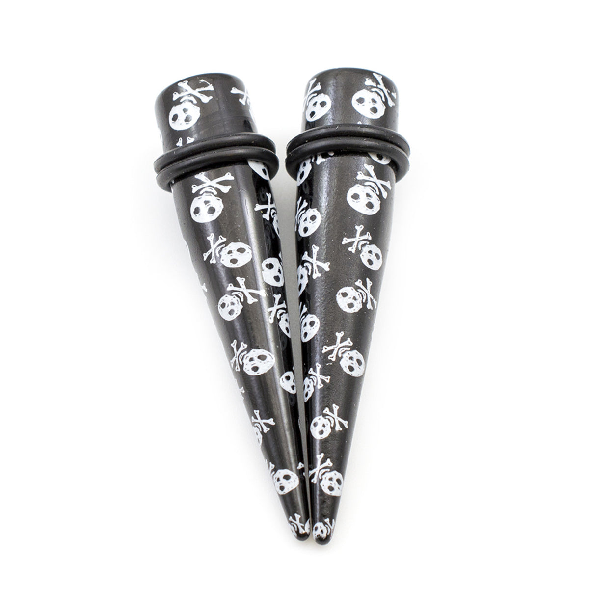 Acrylic Straight Tapers Plug Ear 6 to 000 Gauge Skull Cross - Pair - Kruelty