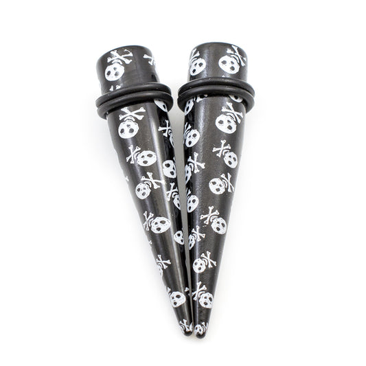 Acrylic Straight Tapers Plug Ear 6 to 000 Gauge Skull Cross - Pair