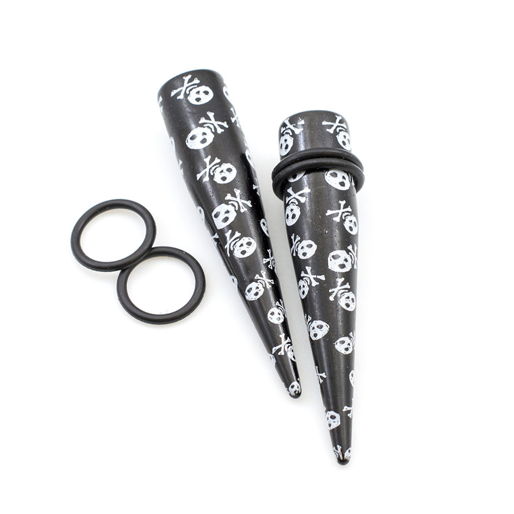 Acrylic Straight Tapers Plug Ear 6 to 000 Gauge Skull Cross - Pair - Kruelty - Photo 3