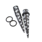 Acrylic Straight Tapers Plug Ear 6 to 000 Gauge Skull Cross - Pair - Kruelty - Photo 3