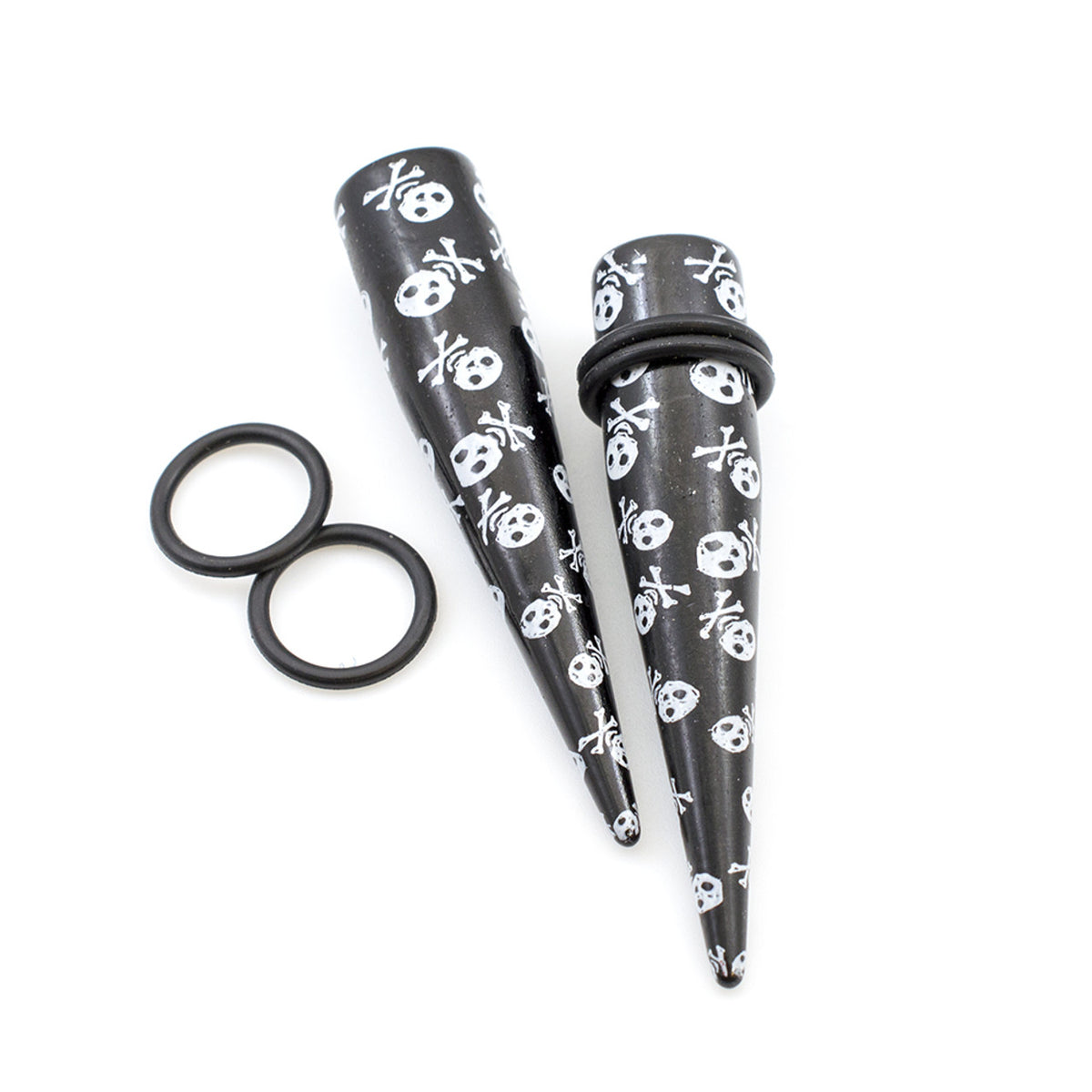 Acrylic Straight Tapers Plug Ear 6 to 000 Gauge Skull Cross - Pair - Kruelty - Photo 3